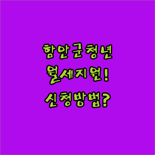 함안군 청년월세 지원 대상과 신청 방법 한눈에 보기