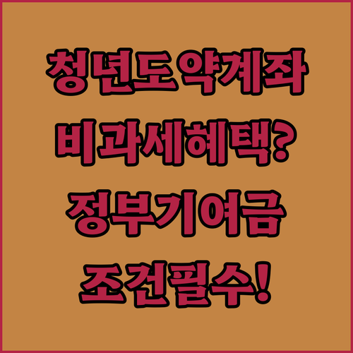 청년도약계좌 비과세 혜택과 정부기여금 조건