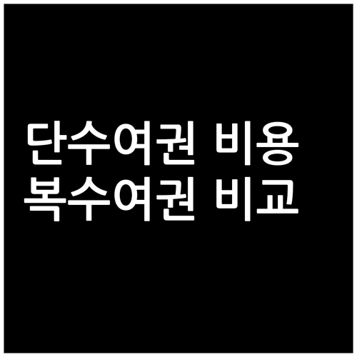 2026년 단수여권과 복수여권 발급 비용 비교