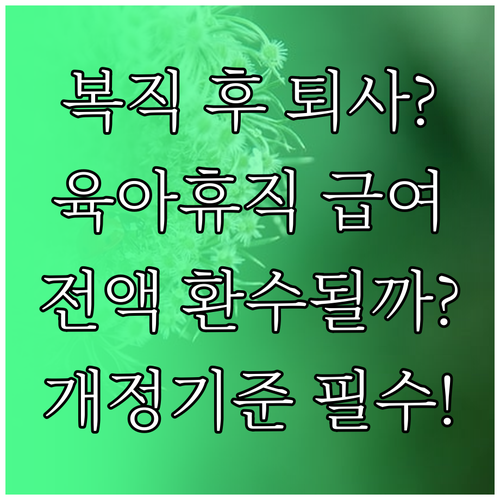 육아휴직 복직 후 바로 퇴사하면 급여 환수될까? 개정 기준 확인